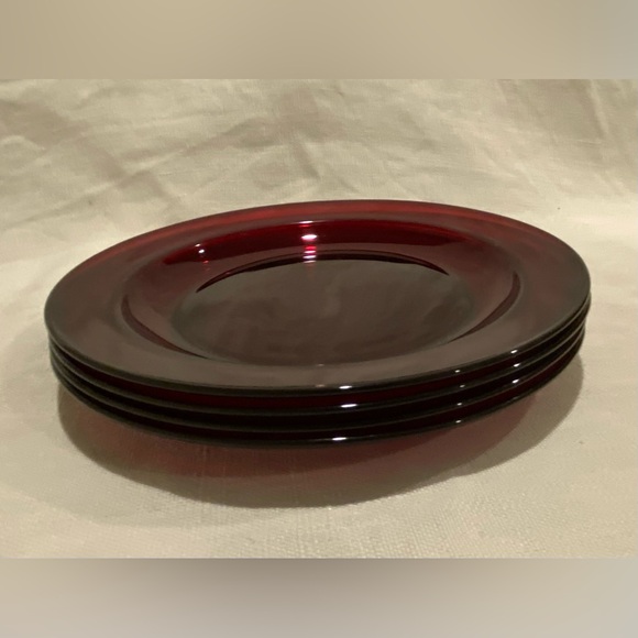 Vintage 4 glass plate set - ruby red colored. Great for 
Christmas table setting - Picture 2 of 6